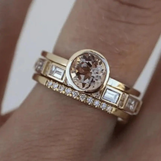 Hoffnung – Inläggs-Kristall-Guldring-Set