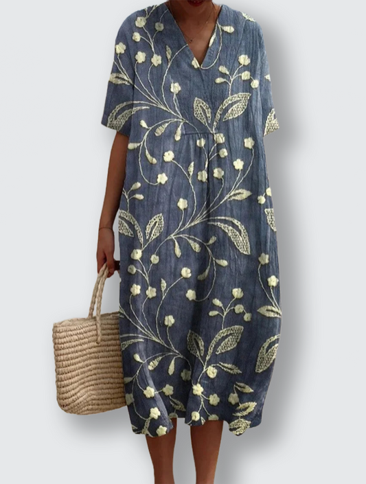 Ebba - Blommig sommarklänning med avslappnad elegans