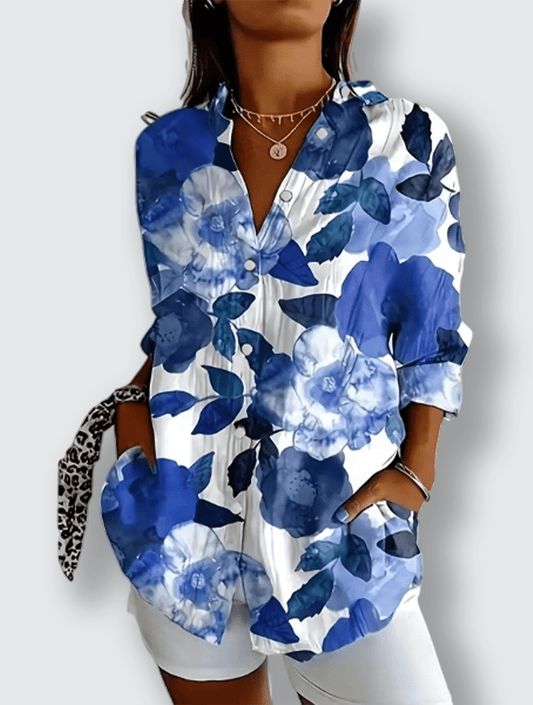 Blomming Blus med Krage for Dam - YourFashions