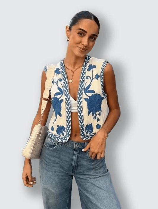 Cropped Embroidered Vest - YourFashions