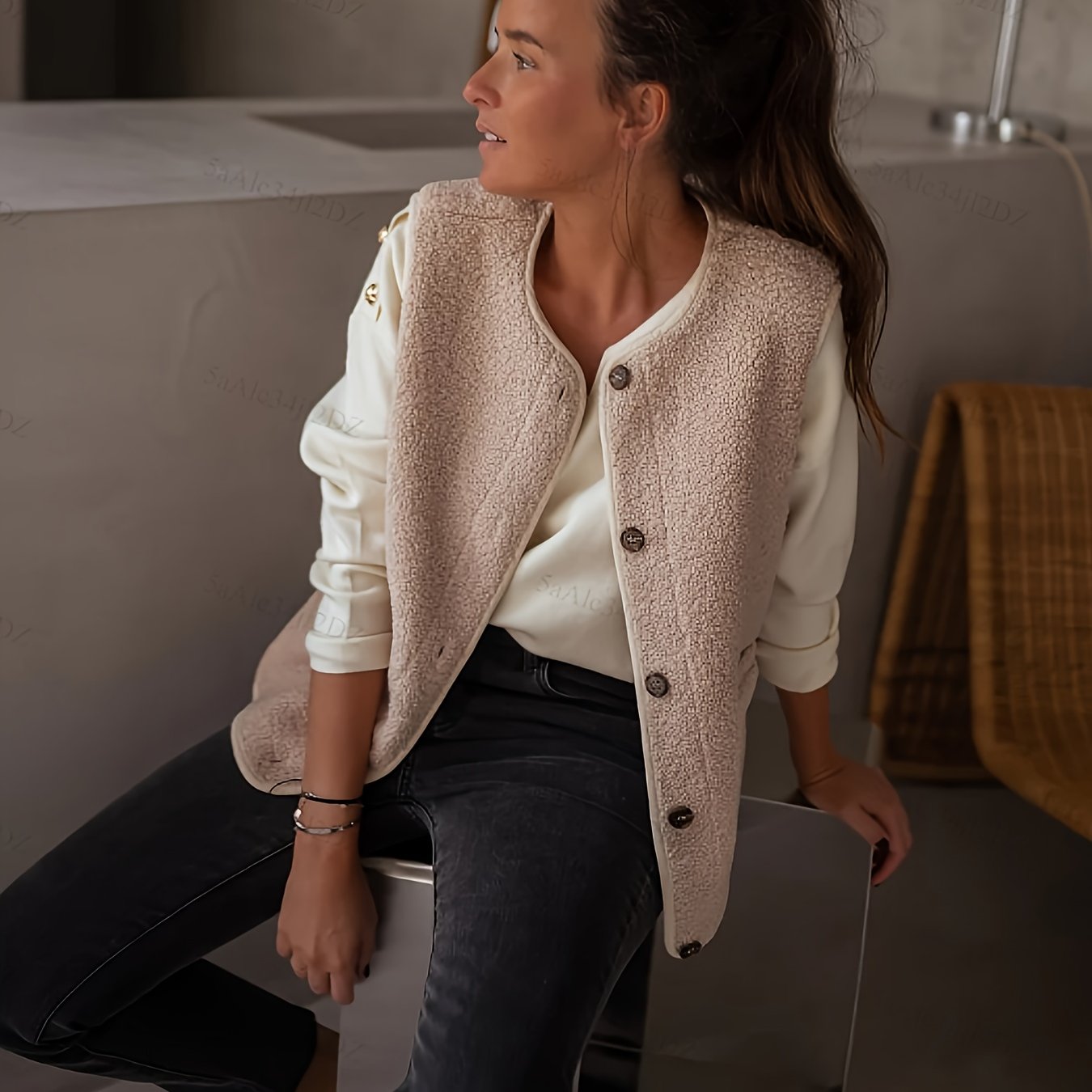 Ollina – Elegant och stilren ärmlös kappa