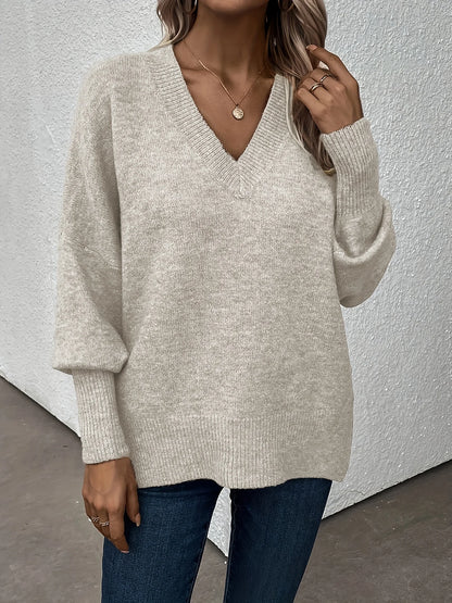 Ysmera - Casual V-Neck Stickad Tröja