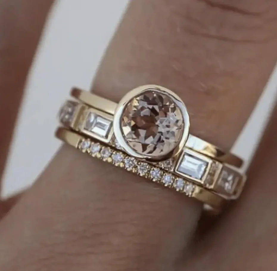 Hoffnung – Inläggs-Kristall-Guldring-Set