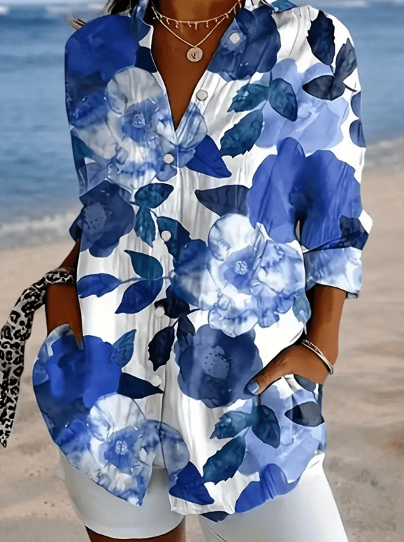 Blomming Blus med Krage for Dam - YourFashions