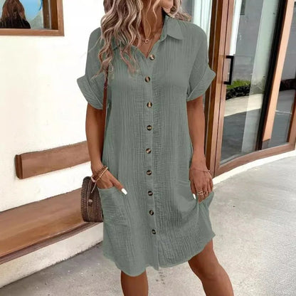 Casual Luftig knäppklänning 1+1 GRATIS - YourFashions