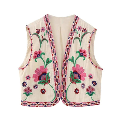 Cropped Embroidered Vest - YourFashions