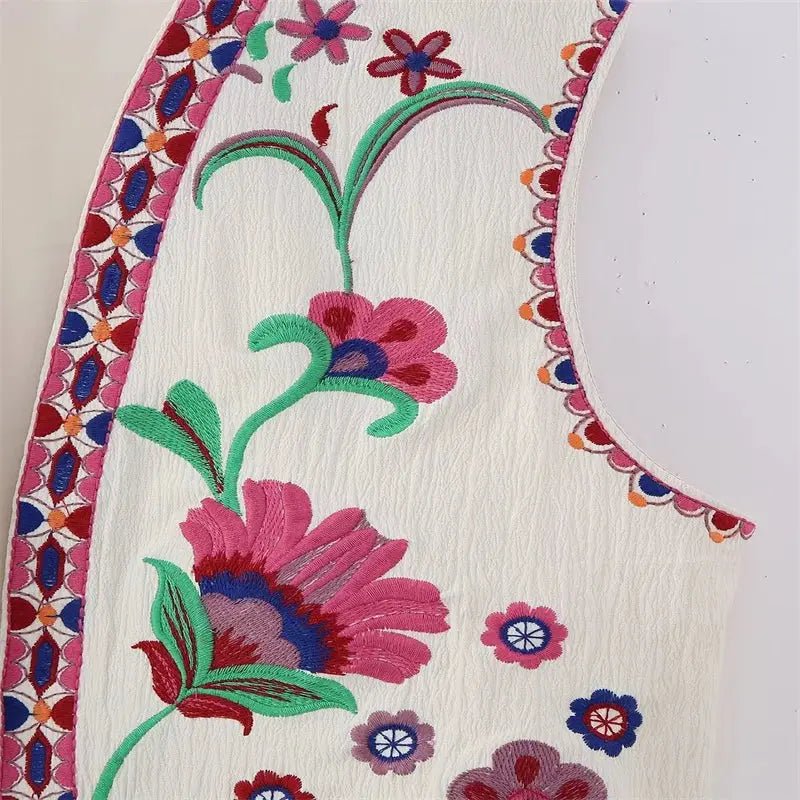 Cropped Embroidered Vest - YourFashions
