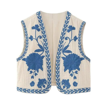 Cropped Embroidered Vest - YourFashions