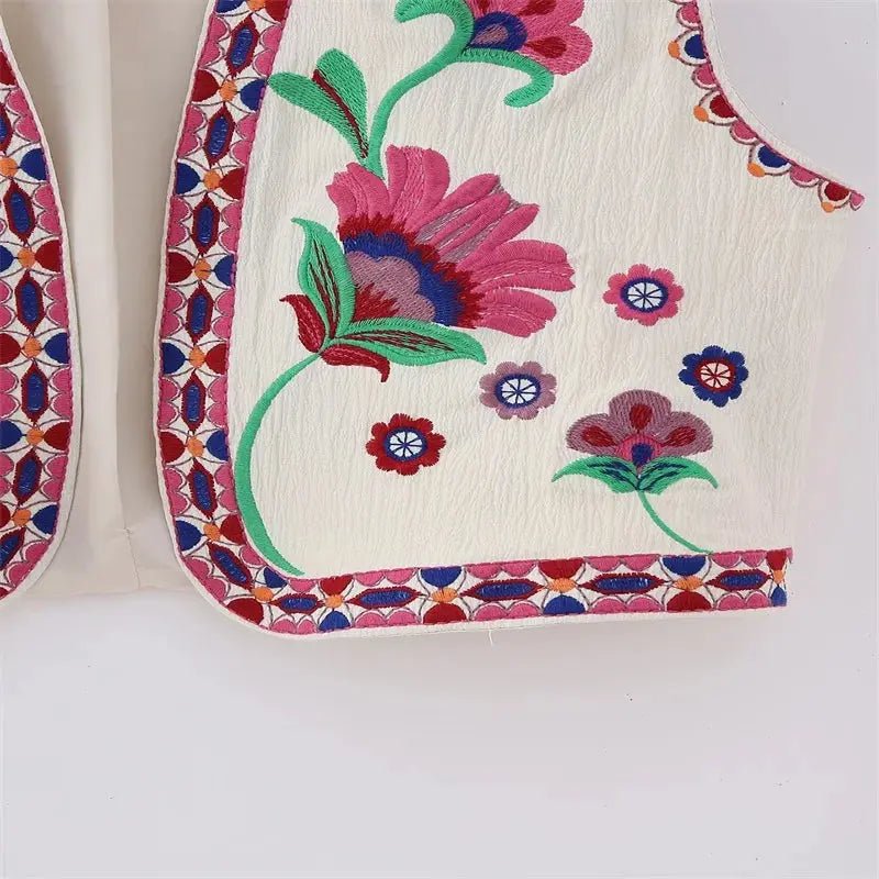 Cropped Embroidered Vest - YourFashions