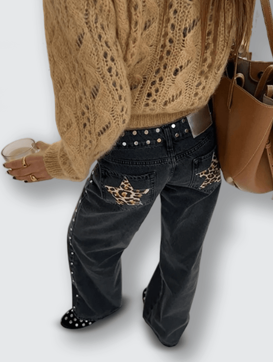 Denim Leopard Trendy Jeans - YourFashions