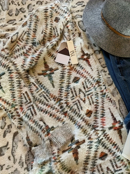 Katja – Elegant stickad kofta med geometriskt mönster