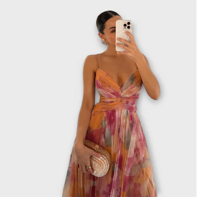 Elegant klänning i akvarellfärg - YourFashions