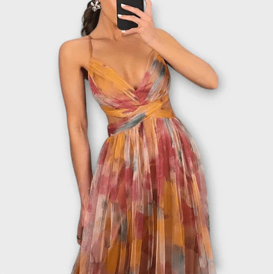 Elegant klänning i akvarellfärg - YourFashions