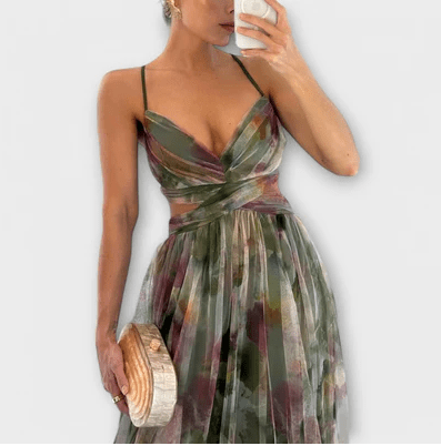 Elegant klänning i akvarellfärg - YourFashions