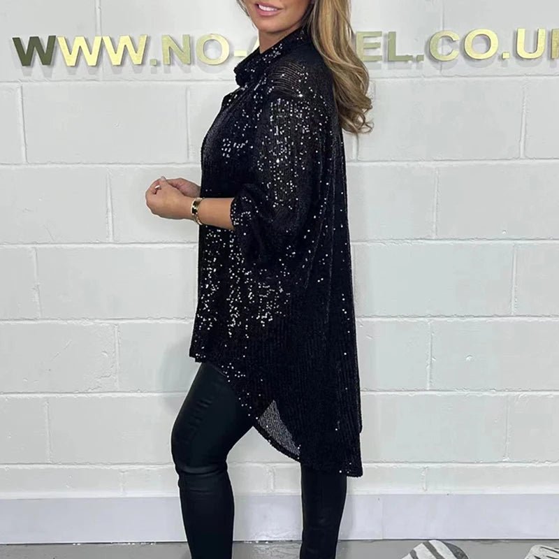 Hellevi – Blus med subtil paljettglans - Véloria Studios