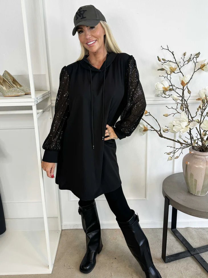 Wilna – Mini - klänning med paljett - detaljer - Véloria Studios